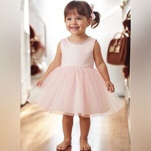 Easter Cute A‑Line Satin  Dress – Pink 🎀